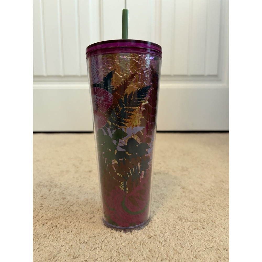 Starbucks Fall Halloween 2022 Pink Purple Foil Mushroom Venti 24oz Tumbler Cup